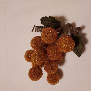 Vintage Sugared Beaded Faux Fruit Golden Grapes Set of 12 NEW